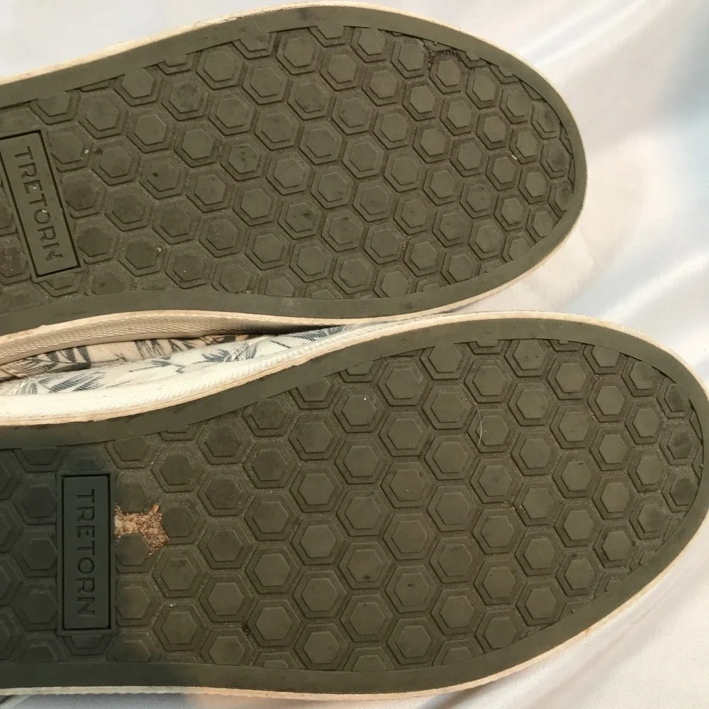 Tretorn‎ Motto Palm Leaf Print Boat Shoes Mens 10 Cream Grey Textile MTMOTTO4
